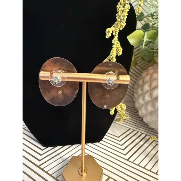 Artisan Native Stamped Etched Pierced Earrings - Copper Tone - Picture 4 of 6